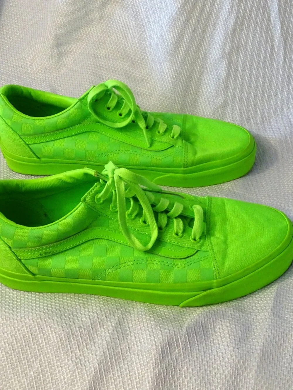Vans Green Low Top Checkerboard Women 12 Men 10.5